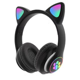 Casti Bluetooth Over-ear STN-28 cu Urechi de Pisica LED - Albastru