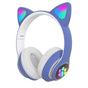 Casti Bluetooth Over-ear STN-28 cu Urechi de Pisica LED - Albastru