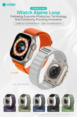 Curea COTECi nylon compatibila cu Watch Series 3 42mm, Watch Series 4 44mm, Alb