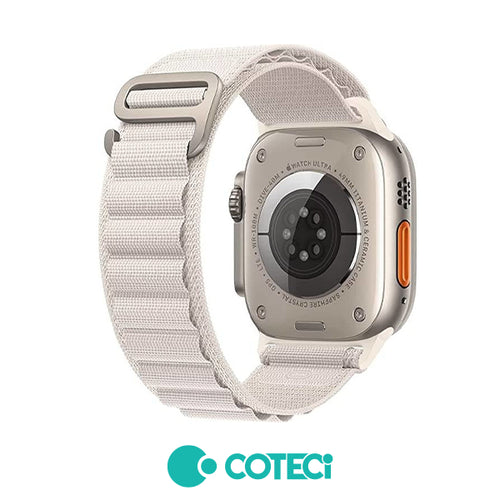 Curea COTECi nylon compatibila cu Watch Series 3 42mm, Watch Series 4 44mm, Alb