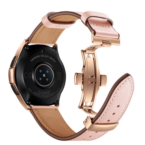 Curea piele ecologica compatibila cu Galaxy Watch 46mm, Galaxy Watch 3 45mm, Auriu