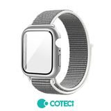 Husa COTECi compatibila cu Watch Series 7 45mm, Watch Series 8 45mm, nylon, Alb