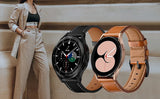 Curea piele ecologica compatibila cu Galaxy Watch 4 40mm, Galaxy Watch 4 44mm, Gri