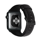Curea piele eco compatibila cu Watch Series 3 42mm, Watch Series 4 44mm, Negru