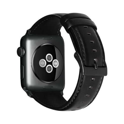 Curea piele eco compatibila cu Watch Series 3 42mm, Watch Series 4 44mm, Negru
