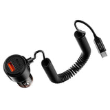 Incarcator auto XO CC59, 12V, 110W, USB-A + USB-C, cu cablu Type-C, Negru