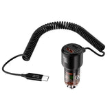 Incarcator auto XO CC59, 12V, 110W, USB-A + USB-C, cu cablu Type-C, Negru