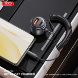 Incarcator auto XO CC59, 12V, 110W, USB-A + USB-C, cu cablu Type-C, Negru