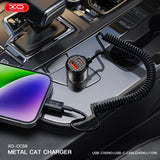 Incarcator auto XO CC59, 12V, 110W, USB-A + USB-C, cu cablu Type-C, Negru
