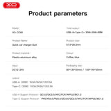 Incarcator auto XO CC60 12V 60W, USB-A + USB-C, cablu C-C inclus, Negru