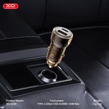 Incarcator auto XO CC60 12V 60W, USB-A + USB-C, cablu C-C inclus, Negru