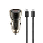 Incarcator auto XO CC60 12V 60W, USB-A + USB-C, cablu C-C inclus, Negru