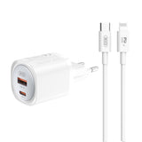 Incarcator XO CE21 30W GaN USB-C/USB-A, cu cablu USB-C la Lightning