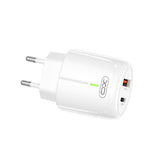 Incarcator XO 20W, USB-A + USB-C, pentru priza 220V, Alb