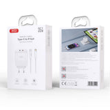 Incarcator XO L140 35W GaN 2x USB-C, cu cablu USB-C la Lightning