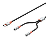 Adaptor Audio XO NB-R269B, USB-C la 2x Jack 3.5mm, 1.2m