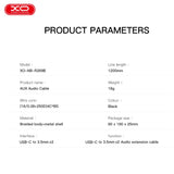 Adaptor Audio XO NB-R269B, USB-C la 2x Jack 3.5mm, 1.2m