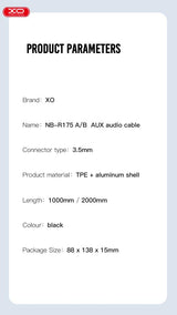 XO Cable AUX, 2 m, NB-R175B /black/