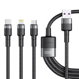 Cablu de date XO USB-C la Lightning la Micro-USB la USB-A, 1.2 m