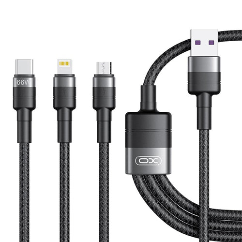 Cablu de date XO USB-C la Lightning la Micro-USB la USB-A, 1.2 m