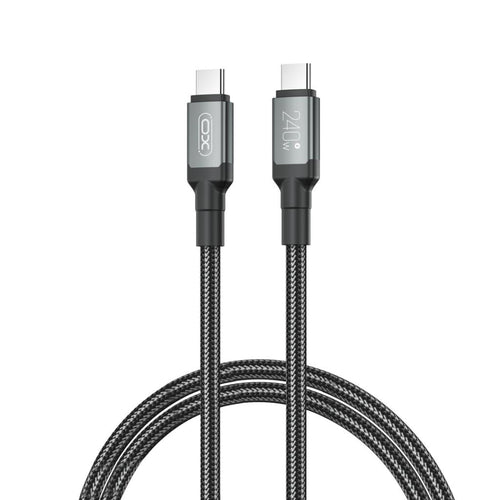 Cablu de date XO NB-Q264A Type-C la Type-C, 1 m, 240W, Împletit, Negru