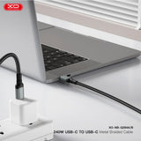 Cablu de date XO NB-Q264A Type-C la Type-C, 1 m, 240W, Împletit, Negru