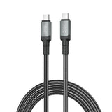 Cablu de date XO NB-Q264B Type-C la Type-C, 2 m, 240W, Împletit metalic, Negru