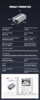 XO Car Inverter 500W, AC, gray - CZ021