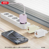 XO 220V 30W, USB-C + USB-A, white - L149