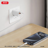 XO 220V 30W, USB-C + USB-A, white - L149