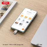 Memorie USB XO DK10 64GB, USB 3.2 + Type-C, Grafit