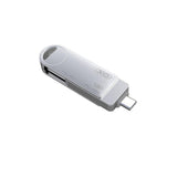 Memorie USB XO DK03 128GB, USB 3.0 + USB-C, rotativ, Argintiu