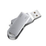 Memorie USB XO DK03 64GB, USB 3.0 + USB-C, rotativ, Argintiu