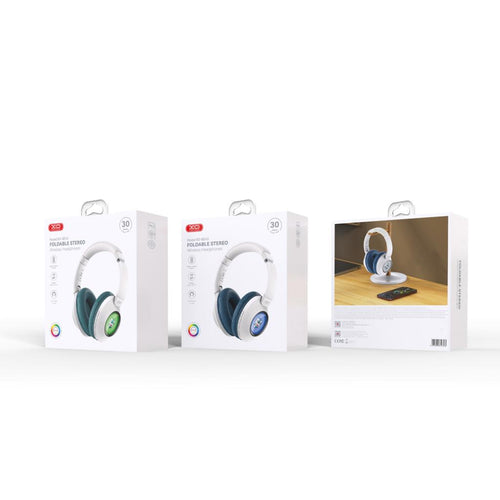 Casti Bluetooth Over-ear XO BE43 Lion cu LED, albastru