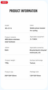 Suport telefon pentru bicicleta si motocicleta XO C113, negru