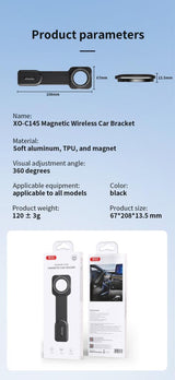 Suport auto magnetic cu Velcro XO C145, rotire 360° – negru