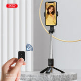 Trepied selfie stick telescopic XO SS10 cu oglinda si telecomanda Bluetooth, negru