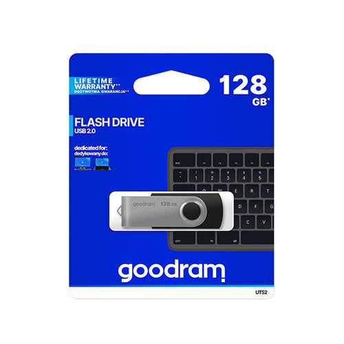 Stick USB Goodram UTS2 128GB, USB 2.0 – negru/argintiu
