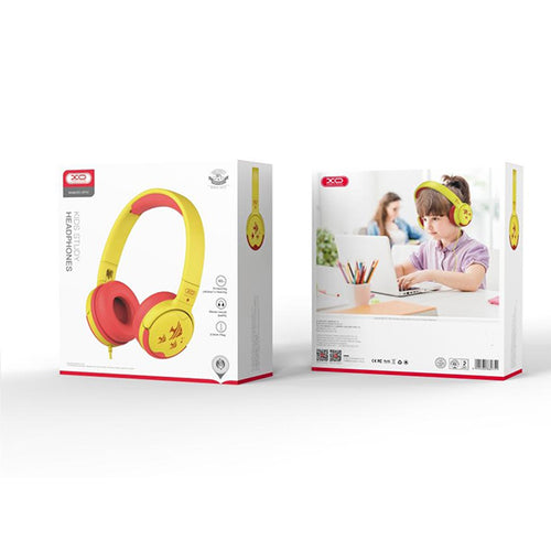 Casti cu fir pentru copii XO EP47 Jack 3.5mm – rosu/galben