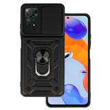 Husa cu inel OEM compatibila cu Xiaomi Redmi Note 13 Pro 4G, Antisoc, silicon, policarbonat, Negru