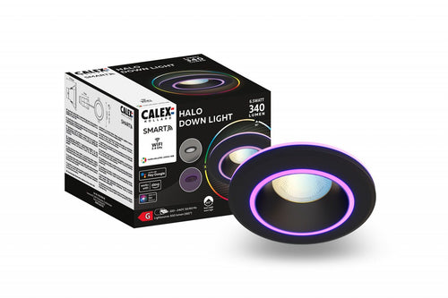 Spot tavan LED Calex Smart Halo 10cm, RGB, 6.5W, 340 lumeni, clasa G, Negru