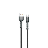 Cablu USB-A la Type-C Nordic, 2 m, 40W, împletit, Negru